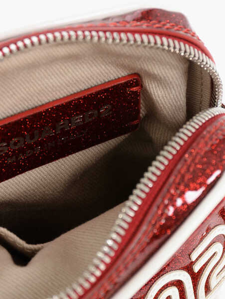 Genti tip postas DSQUARED2 Glittery Phone Holder With Removable Shoulder Strap Red Barbati (BM 18567997) 4