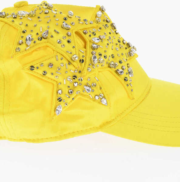 Caciuli DSQUARED2 Embellished Jewels Satin Cap Yellow Femei (BM 18568012) 2