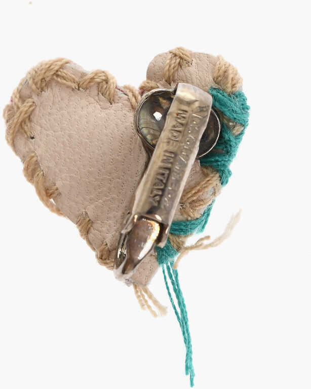 Cercei DSQUARED2 Heart -Shaped Leather Clip-On Single Earrings Beige Barbati (BM 18568033) 2