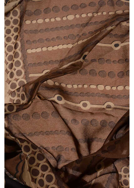 Fulare DSQUARED2 Printed Silk Foulard With Fringes Brown Barbati (BM 18568036) 2