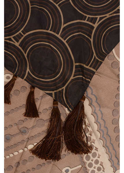 Fulare DSQUARED2 Printed Silk Foulard With Fringes Brown Barbati (BM 18568036) 3