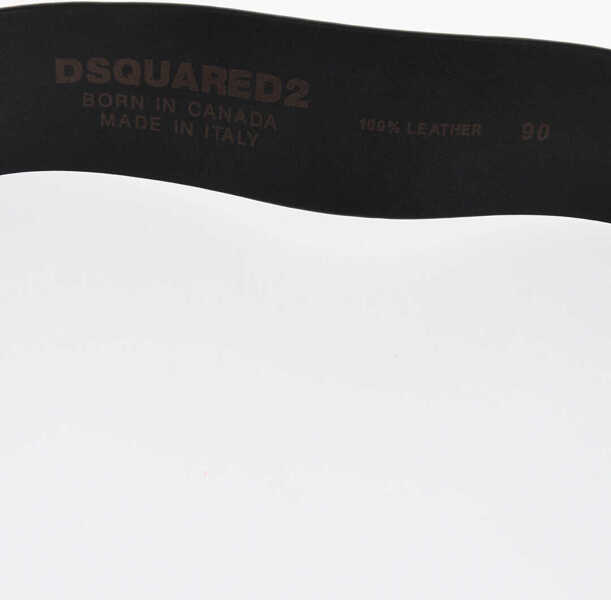 Curele DSQUARED2 Leather Belt With Wood Buckle 45Mm Black Barbati (BM 18568045) 3