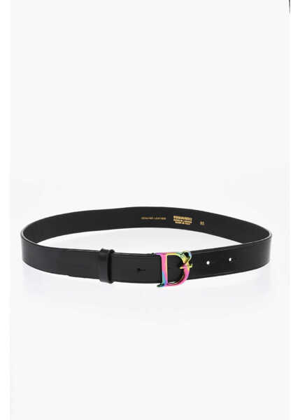 Curele DSQUARED2 Slim Fit Leather Belt With Monogram Buckle 30Mm Black Femei (BM 18568117) 2