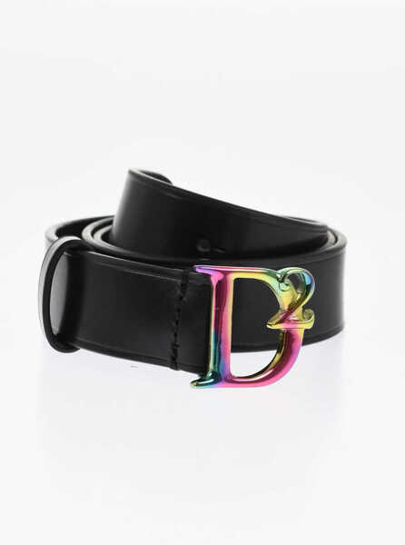 Curele DSQUARED2 Slim Fit Leather Belt With Monogram Buckle 30Mm Black Femei (BM 18568117) 1