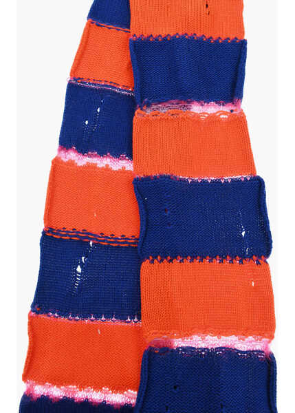 Esarfe DSQUARED2 Vintage Effect Striped Cotton Blend Scarf Orange Barbati (BM 18568147) 3