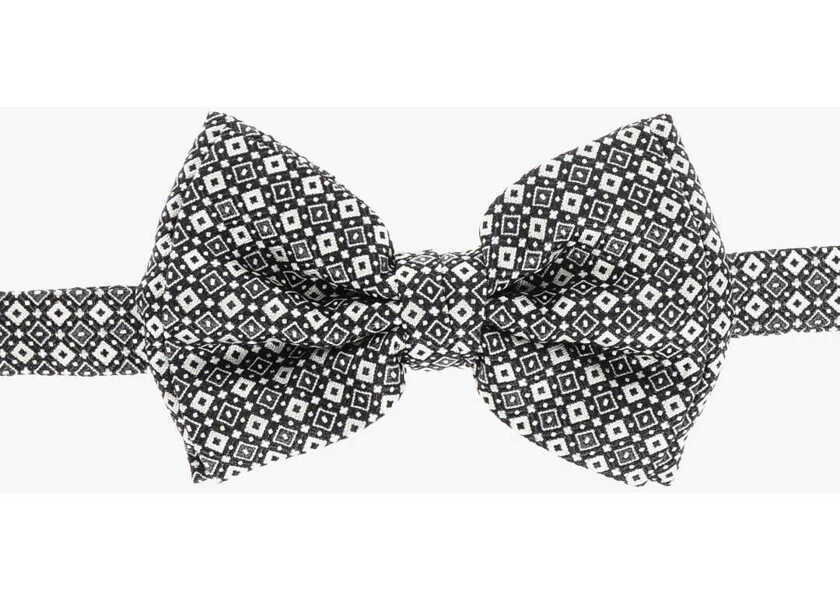 Papioane DSQUARED2 Geometrical Patterned Silk Bow Tie White Barbati (BM 18568159) 1