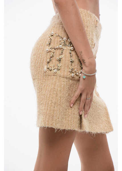 Fuste scurte Elisabetta Franchi Double-Breasted Design Tweed Miniskirt Beige Femei (BM 18568162) 3