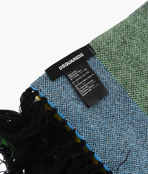 Esarfe DSQUARED2 Patterned Wool Blend Gaming Scarf With Fringes Multicolor Femei (BM 18568180) 2
