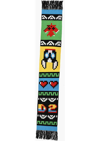 Esarfe DSQUARED2 Patterned Wool Blend Gaming Scarf With Fringes Multicolor Femei (BM 18568180) 3