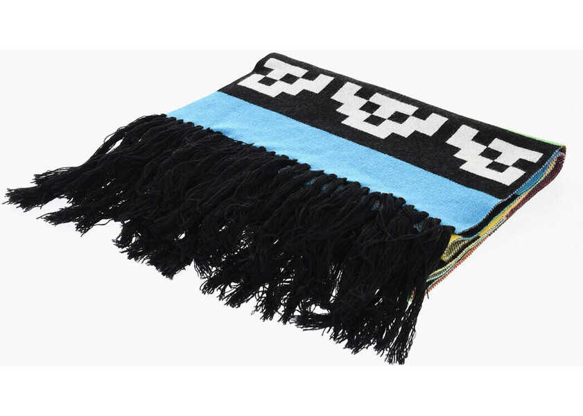 Esarfe DSQUARED2 Patterned Wool Blend Gaming Scarf With Fringes Multicolor Femei (BM 18568180) 1