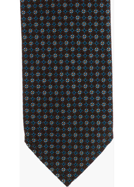 Cravate DSQUARED2 Floral Patterned Silk Tie Blue Barbati (BM 18568183) 2