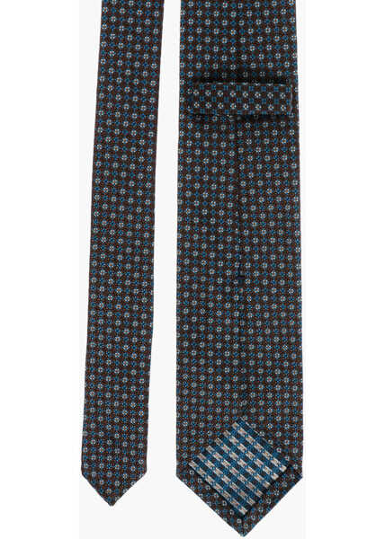 Cravate DSQUARED2 Floral Patterned Silk Tie Blue Barbati (BM 18568183) 3
