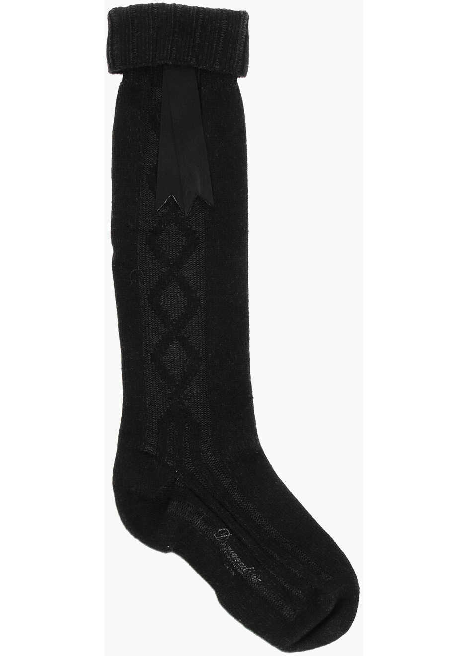 Sosete DSQUARED2 Solid Color Long Socks Black Barbati (BM 18568195) 1