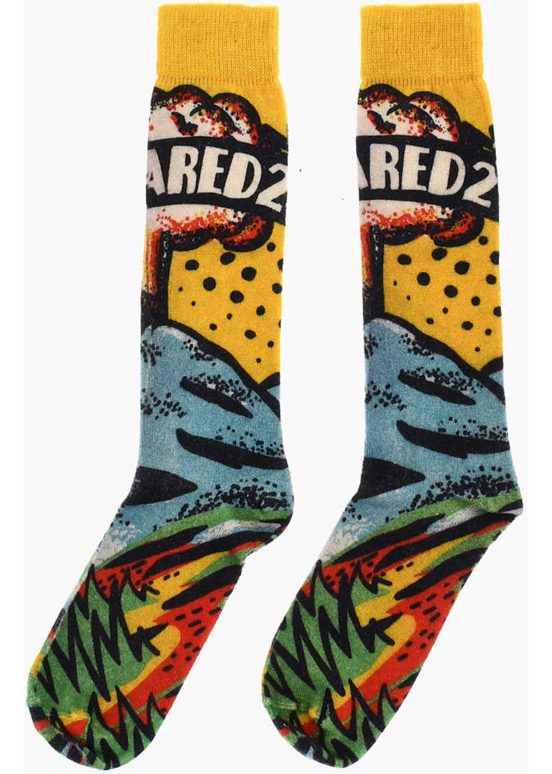 Sosete DSQUARED2 Patterned Wool Blend Long Socks Multicolor Barbati (BM 18568207) 3