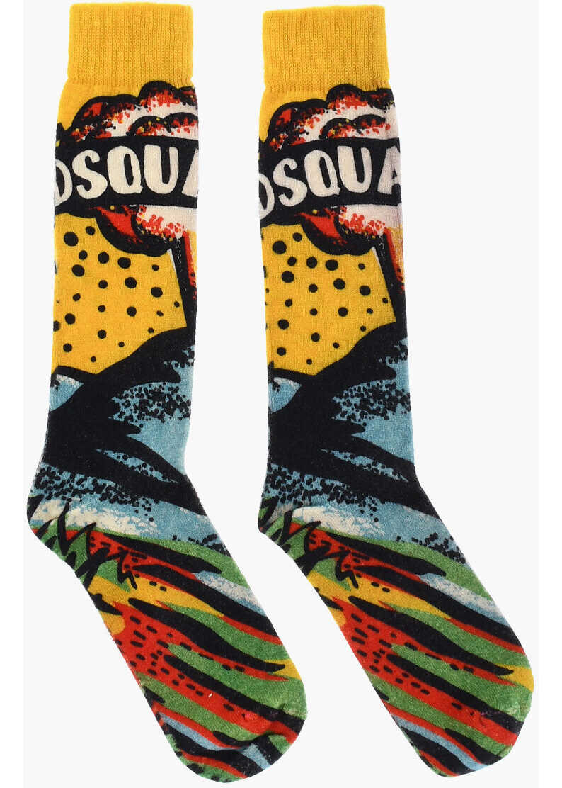Sosete DSQUARED2 Patterned Wool Blend Long Socks Multicolor Barbati (BM 18568207) 1