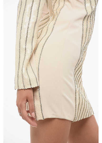 Rochii scurte Elisabetta Franchi Sequined Sheath Dress With Back Zip White Femei (BM 18568210) 3