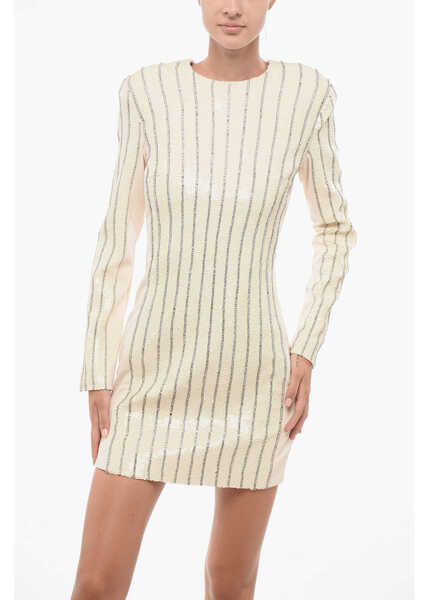 Rochii scurte Elisabetta Franchi Sequined Sheath Dress With Back Zip White Femei (BM 18568210) 4