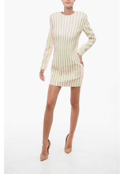 Rochii scurte Elisabetta Franchi Sequined Sheath Dress With Back Zip White Femei (BM 18568210) 1