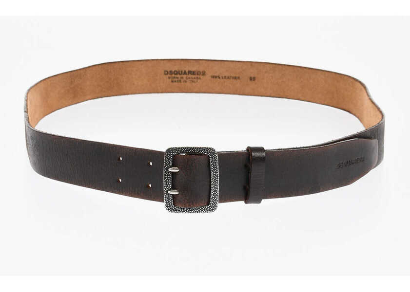 Curele DSQUARED2 Vintage Effect Leather Belt 35Mm Brown Barbati (BM 18568213) 2