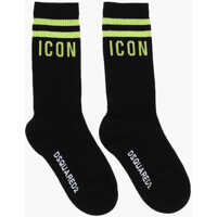 Sosete DSQUARED2 Icon Ribbed Mid-Crew Socks With Contrasting Details