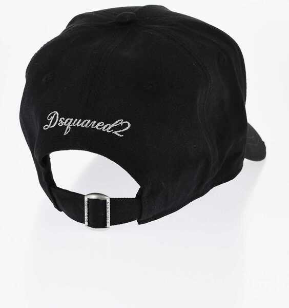 Caciuli DSQUARED2 Cotton Cap With Lurex Embroidery Black Barbati (BM 18568246) 3