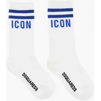 Sosete DSQUARED2 Icon Ribbed Mid-Crew Socks With Contrasting Details