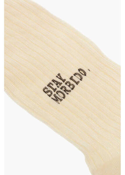 Sosete DSQUARED2 Solid Color Ribbed Long Socks Beige Barbati (BM 18570433) 2