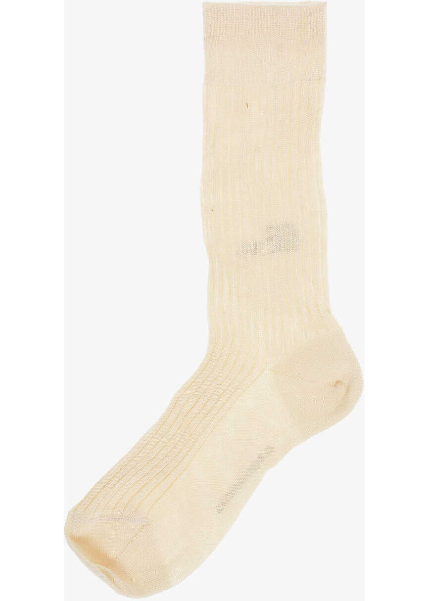 Sosete DSQUARED2 Solid Color Ribbed Long Socks Beige Barbati (BM 18570433) 3