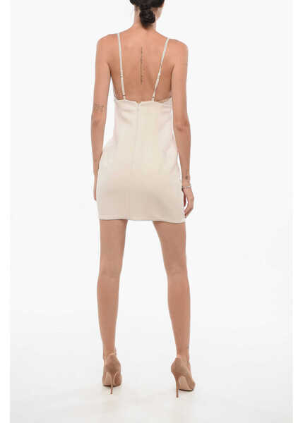 Rochii scurte Elisabetta Franchi Slip Dress With Jeweled Straps Pink Femei (BM 18570454) 2