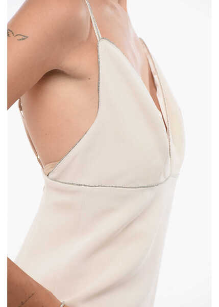 Rochii scurte Elisabetta Franchi Slip Dress With Jeweled Straps Pink Femei (BM 18570454) 3