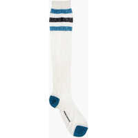 Sosete Ribbed Long Socks With Contrasting Details Femei