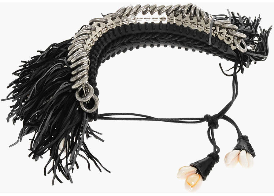 Coliere DSQUARED2 Suede And Metal Cow Girl Plastron Necklace Embellished With Black Femei (BM 18570466) 2