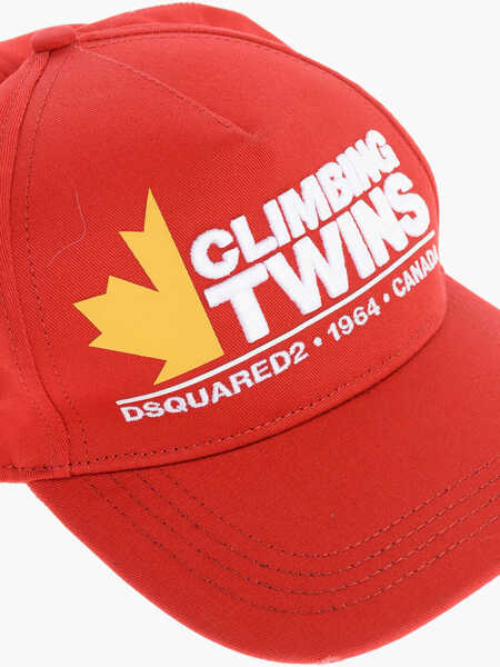 Caciuli DSQUARED2 Cotton Gabardine Climbing Twins Cap With Embossed Detail Red Barbati (BM 18570469) 3