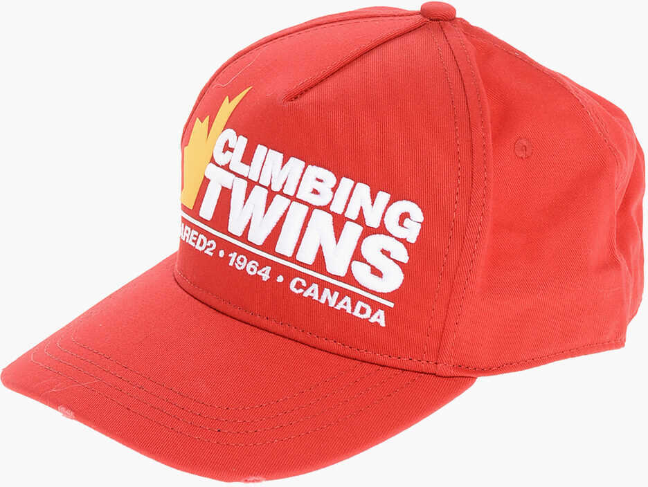 Caciuli DSQUARED2 Cotton Gabardine Climbing Twins Cap With Embossed Detail Red Barbati (BM 18570469) 1