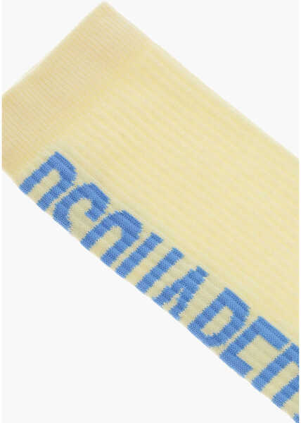 Sosete DSQUARED2 Ribbed Cotton And Nylon Stretch Long Socks Yellow Barbati (BM 18570472) 2