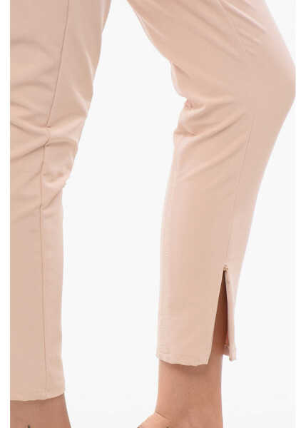 Pantaloni casual Elisabetta Franchi Stretch Fabric Cropped Fit Pants With Belt Pink Femei (BM 18570499) 3