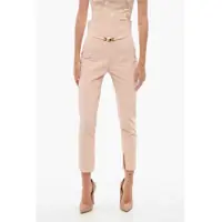 Pantaloni casual Stretch Fabric Cropped Fit Pants With Belt Femei