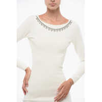Imbracaminte Dama pagina 402 - Rochii lungi Elisabetta Franchi Knitted Midi Sheath Dress With Bare Back Design White Femei (BM 18570502) - B-mall.ro