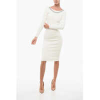 Rochii lungi Knitted Midi Sheath Dress With Bare Back Design Femei