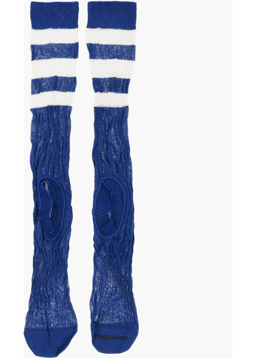 Sosete DSQUARED2 Two-Tone Ribbed Socks With Cut-Out Detail White Femei (BM 18570514) 1