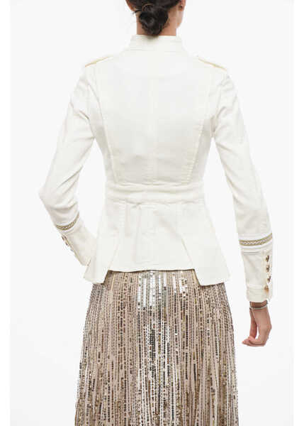 Geci de blugi Elisabetta Franchi Denim Saharan Jacket With Lurex Details White Femei (BM 18570535) 2