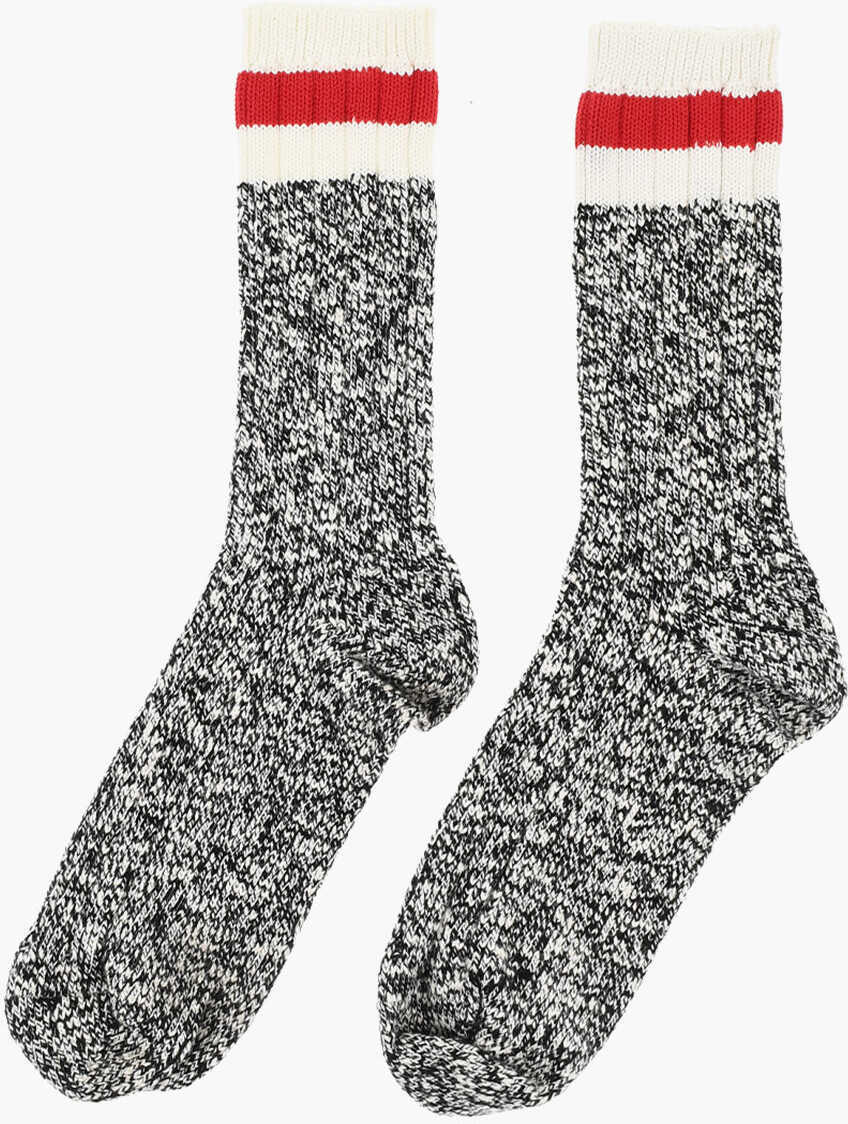 Sosete DSQUARED2 Two-Tone Mid-Crew Socks With Contrasting Detail Black & White Barbati (BM 18570538) 2