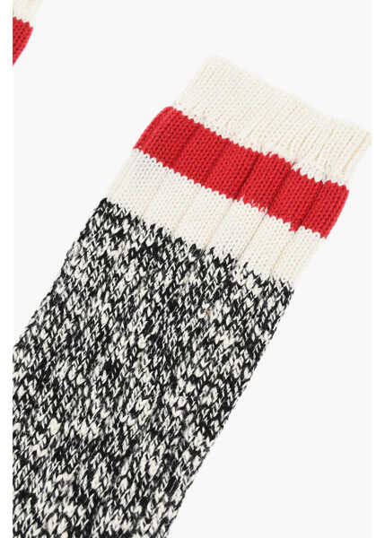 Sosete DSQUARED2 Two-Tone Mid-Crew Socks With Contrasting Detail Black & White Barbati (BM 18570538) 3