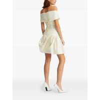 Rochii ROTATE Birger Christensen Dama - Rochii ROTATE Birger Christensen White Off-Shoulder Mini Dress With Gathered Design In Silk Woman WHITE Femei (BM 18571089) - B-mall.ro