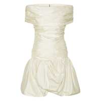 Rochii White Off-Shoulder Mini Dress With Gathered Design In Silk Woman Femei