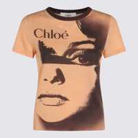 Topuri Chloé Beige Cotton T-Shirt Femei