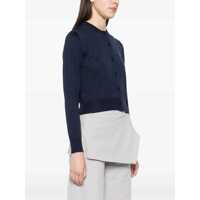 Pulovere Dama - Cardigane MAISON KITSUN Blue Crewneck Cardigan With Logo Patch On The Front In Wool Woman BLUE Femei (BM 18576105) - B-mall.ro