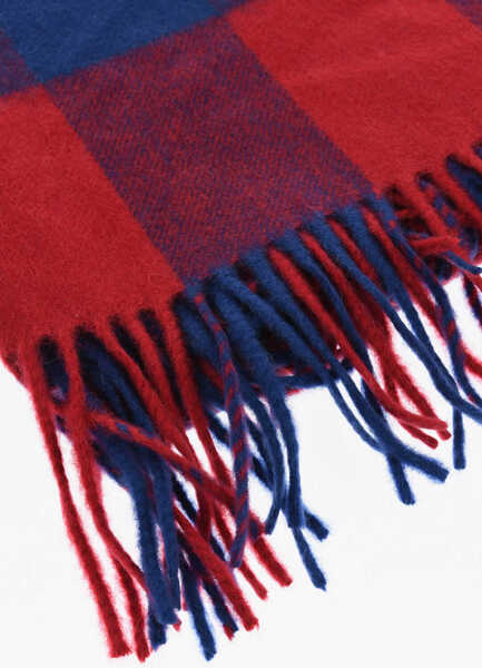 Esarfe DSQUARED2 Checked Cashmere Scarf With Fringes Blue Barbati (BM 18577744) 3