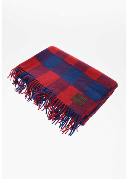 Esarfe DSQUARED2 Checked Cashmere Scarf With Fringes Blue Barbati (BM 18577744) 1
