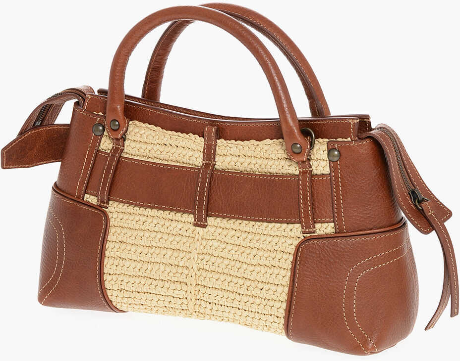 Genti de mana DSQUARED2 Leather Handbag With Logoed Buckle Brown Femei (BM 18577753) 2